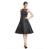 TS Couture Cocktail Party Prom Dress - Little Black Dress A-line Jewel Knee-length Stretch Satin with Embroidery