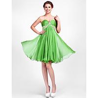 TS Couture Cocktail Party Homecoming Dress - Open Back Elegant A-line Princess Halter Sweetheart Knee-length Chiffon withBeading Draping