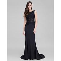 TS Couture Prom Formal Evening Dress - Sexy Trumpet / Mermaid Bateau Court Train Lace Jersey with Buttons Lace