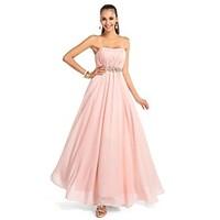 TS Couture Formal Evening Dress - Open Back Plus Size / Petite A-line / Princess Strapless / Sweetheart Floor-length Chiffon with Crystal