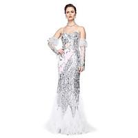 TS Couture Formal Evening Dress - Sparkle Shine Celebrity Style Sheath / Column Spaghetti Straps Floor-length Tulle Sequined with