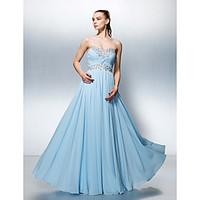 TS Couture Prom Formal Evening Dress - Sparkle Shine A-line Sweetheart Floor-length Georgette withBeading Crystal Detailing Criss Cross