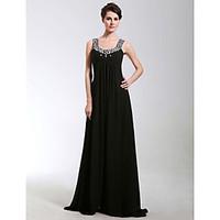 TS Couture Formal Evening Military Ball Dress - Elegant Sheath / Column Scoop Floor-length Chiffon with Beading Crystal Detailing