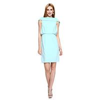 TS Couture Cocktail Party Prom Dress - Ivanka Style Celebrity Style Sheath / Column Bateau Short / Mini Polyester with Draping