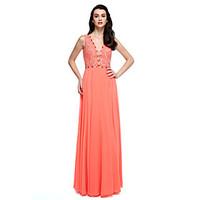 TS Couture Prom Formal Evening Dress - Sparkle Shine Ball Gown V-neck Floor-length Chiffon Charmeuse with Beading