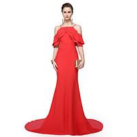 TS Couture Formal Evening Dress - Elegant Celebrity Style Sheath / Column Spaghetti Straps Floor-length Chiffon with Pleats