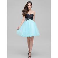 TS Couture Cocktail Party Prom Dress - Lace-up A-line Sweetheart Short / Mini Satin Tulle with Appliques