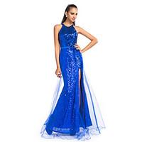 TS Couture Prom / Formal Evening / Military Ball Dress Plus Size / Petite Sheath / Column Jewel Floor-length Tulle / Sequined with Sash / Ribbon