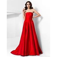 TS Couture Formal Evening Dress - Vintage Inspired Celebrity Style A-line Princess Strapless Court Train Taffeta with Draping