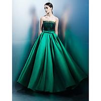 TS Couture Prom Formal Evening Dress - Elegant A-line Strapless Floor-length Lace Satin with Bow(s) Lace