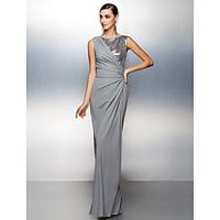 TS Couture Prom Formal Evening Dress - Sparkle Shine Sheath / Column Jewel Floor-length Jersey with Side Draping Sequins