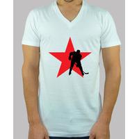 tshirt hockey man, short sleeve, collar