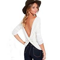 ts womens sexysimplicitycasual backless long sleeve t shirt