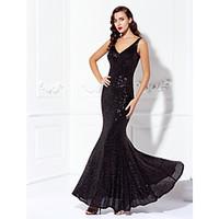 TS Couture Prom Black Tie Gala Dress - Sparkle Shine Trumpet / Mermaid V-neck Floor-length Sequined with Sequins