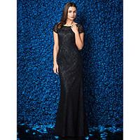 TS Couture Prom Formal Evening Black Tie Gala Dress - Elegant Sheath / Column Jewel Floor-length Lace with Lace