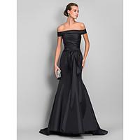 TS Couture Formal Evening / Black Tie Gala Dress - Open Back Plus Size / Petite Trumpet / Mermaid Off-the-shoulder Sweep / Brush Train Taffeta