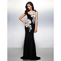 TS Couture Formal Evening Dress Trumpet / Mermaid Square Sweep / Brush Train Jersey with Appliques