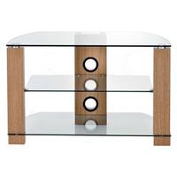 TTAP L630 600 3O Vision 600mm TV Stand in Light Oak with Clear Glass