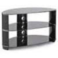 TTAP L608 850 3 Tempo 850mm Corner TV Stand in Black Gloss with Glass