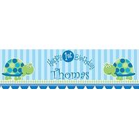 turtle 1st birthday personalised party banner