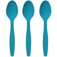 turquoise plastic party spoons