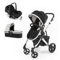 Tutti Bambini Riviera Silver 3in1 Travel System-Black/Cool Grey (Pushchair + Carrycot + Car seat)