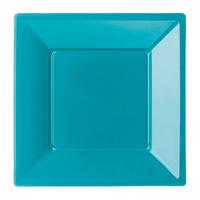 Turquoise 9in Square Plastic Party Plates