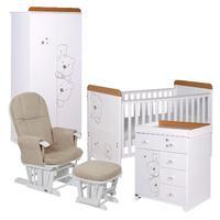 Tutti Bambini 3 Bears 5 Piece Room Set in Beech and White and FREE mattress