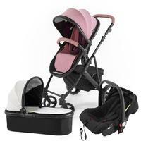 Tutti Bambini Riviera Plus 3 in 1 Travel System in Dusty Pink and Plum with Black Frame