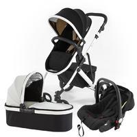 Tutti Bambini Riviera Plus 3 in 1 Travel System in Black and Taupe with White Frame