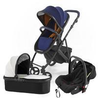 Tutti Bambini Riviera Plus 3 in 1 Travel System in Midnight Blue and Tan with Black Frame