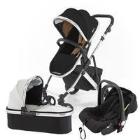 Tutti Bambini Riviera Plus 3 in 1 Travel System in Black and Taupe with Chrome Frame