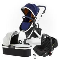 Tutti Bambini Riviera Plus 3 in 1 Travel System in Midnight Blue and Tan with White Frame