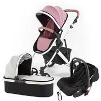 Tutti Bambini Riviera Plus 3 in 1 Travel System in Dusty Pink and Plum with White Frame