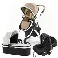 Tutti Bambini Riviera Plus 3 in 1 Travel System in Taupe and Pistachio with White Frame