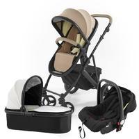 Tutti Bambini Riviera Plus 3 in 1 Travel System in Taupe and Pistachio with Black Frame