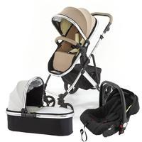 Tutti Bambini Riviera Plus 3 in 1 Travel System in Taupe and Pistachio with Chrome Frame
