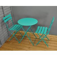 Turquoise Metal Garden Bistro Set for Two by Kingfisher