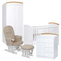 Tutti Bambini Barcelona 5 Piece Room Set in Beech and White