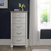 tuscany grey washed oak soft grey 5 drawer tall chest