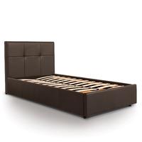 Tufted Luxury Leather Front Drawer Bed - Single - Brown