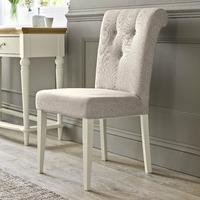 tuscany antique white upholstered fabric chair pair