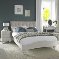 Tuscany Soft Grey Double Upholstered Bed - Vertical Stitch