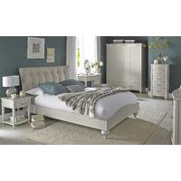 Tuscany Soft Grey King Size Upholstered Bed - Vertical Stitch