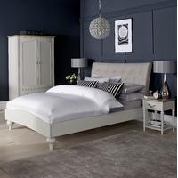 tuscany soft grey double upholstered bed diamond stitch