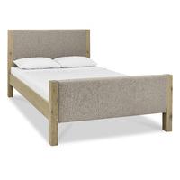 Turin Aged Oak Double Upholstered High Footend Bedstead