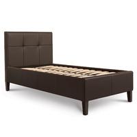 tufted luxury leather bed single brown