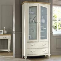 tuscany pale oak antique white display cabinet
