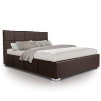 Tufted Luxury Leather Extra Storage Ottoman Bed - Double - Brown