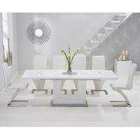 tula 160cm white high gloss extending dining table with hampstead z ch ...